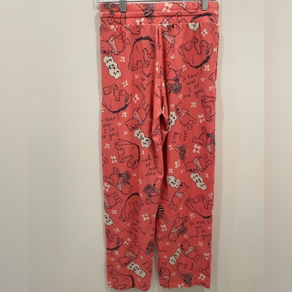 DISNEY Pajamas Size XS Pink Black Pull On Winnie the Pooh Pants Front Pockets - Picture 2 of 9